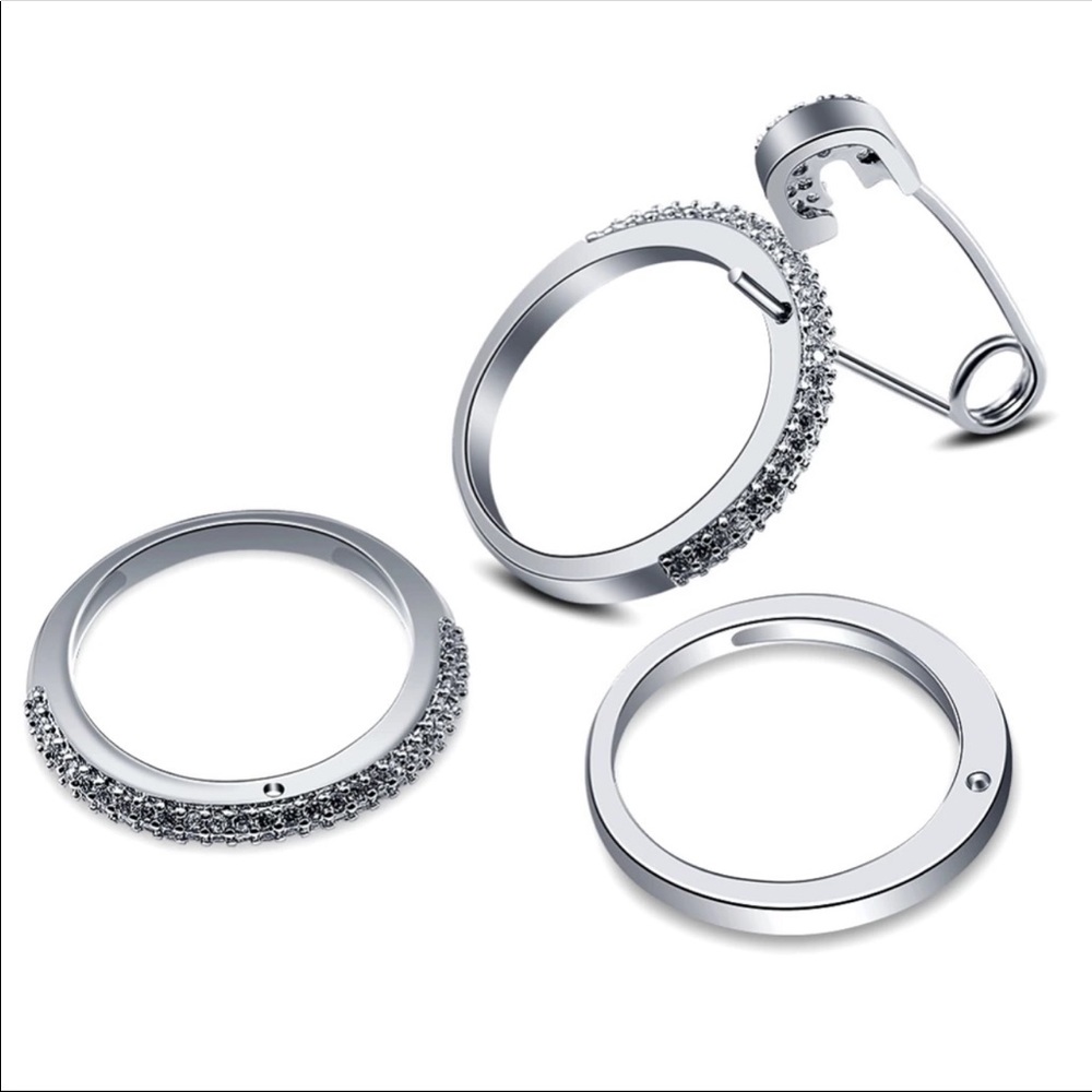 New Ring Set With Pin Cubic Zircon Pave Setting - Picture 3 of 5